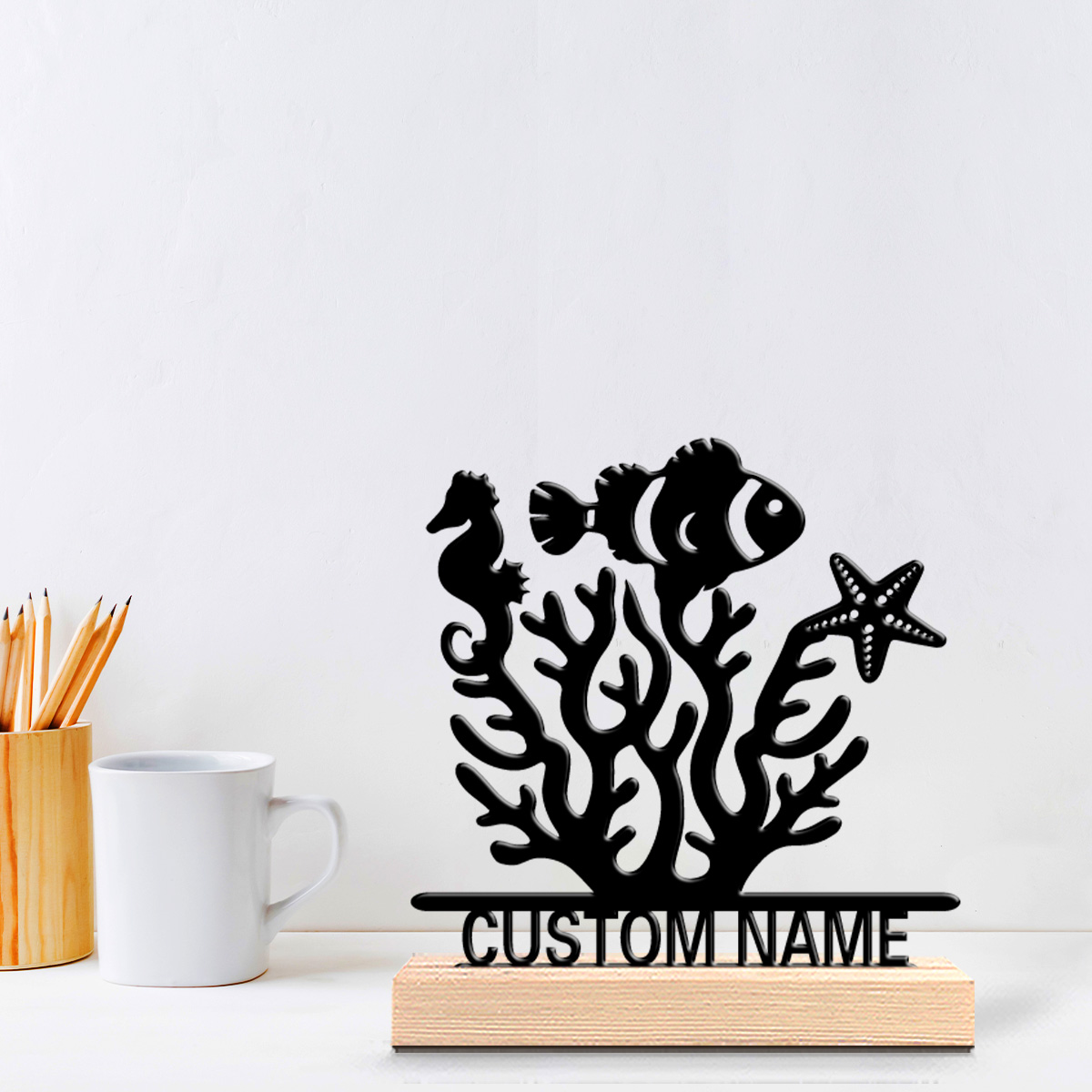 Home Decor Statue - 1pc Minimalist Marine life Custom Name