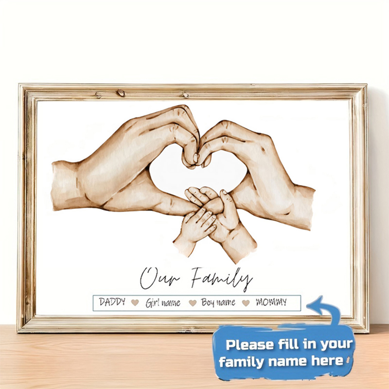 Home Decor Minimal - Personalized Custom Family Hand Poster Name