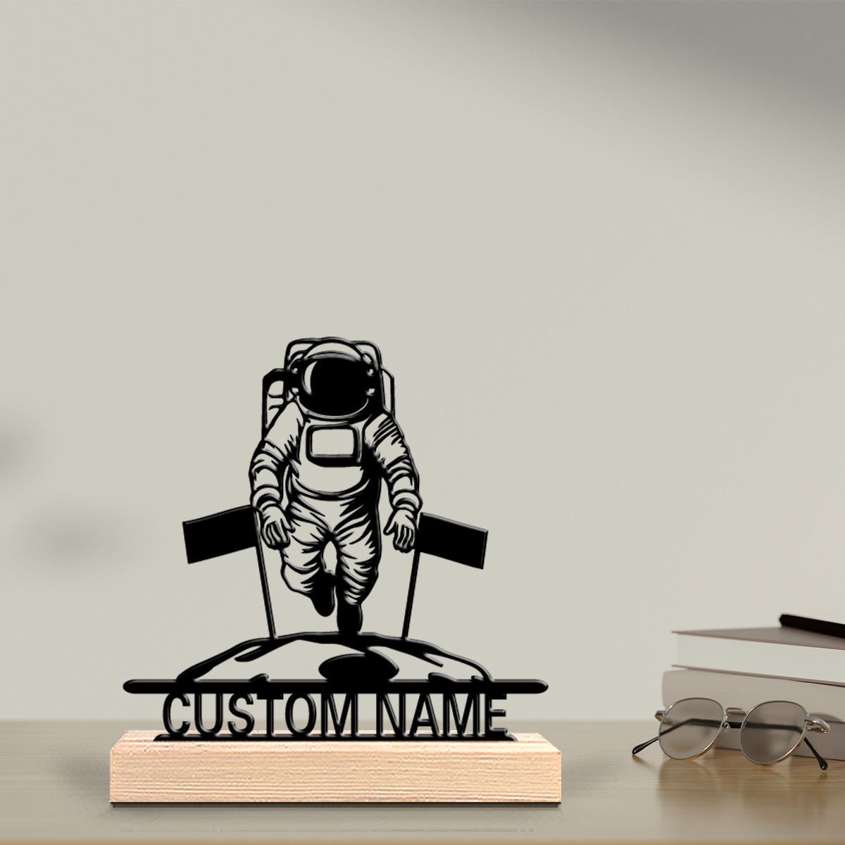 Home Decor Statue - 1pc Modern Astronaut Customizable Text Metal
