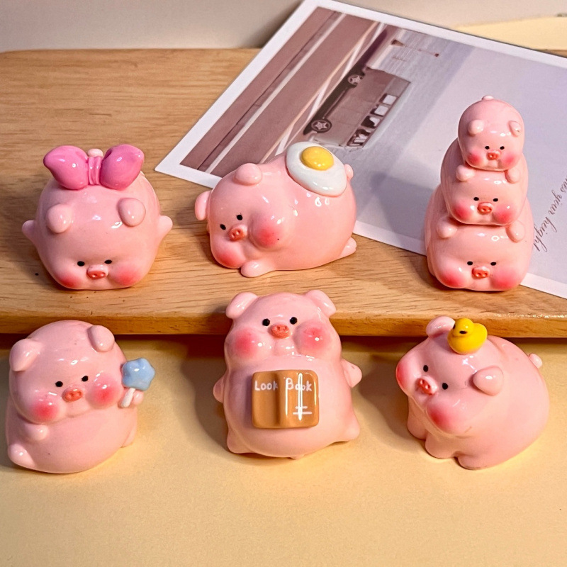 Home Decor Mirror - 6Pcs Cute Pink Pig Car Dashboard