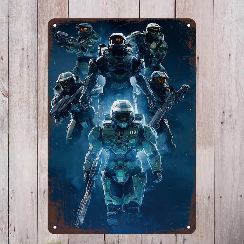 Home Decor Games Free - Halo-Inspired Metal Wall Art Sign, Vibrant