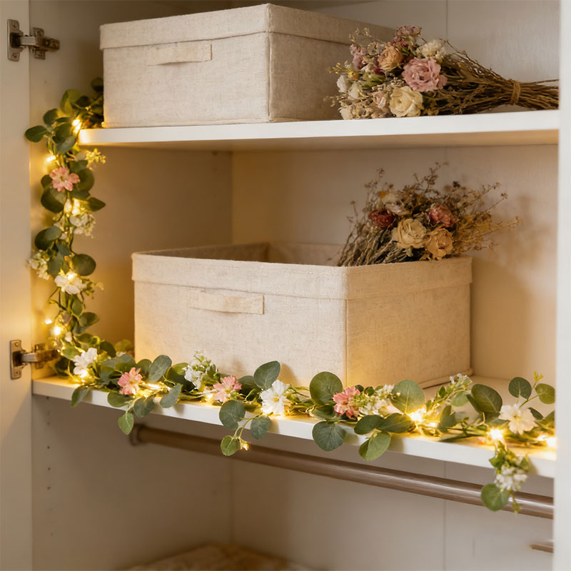 Home Decor Daisy - Artificial Eucalyptus Garland Featuring Lights, Hanging