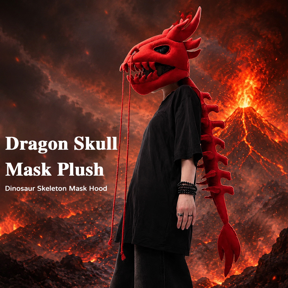 Home Decor Gothic - Dragon Skull Spine Plush Hood Long