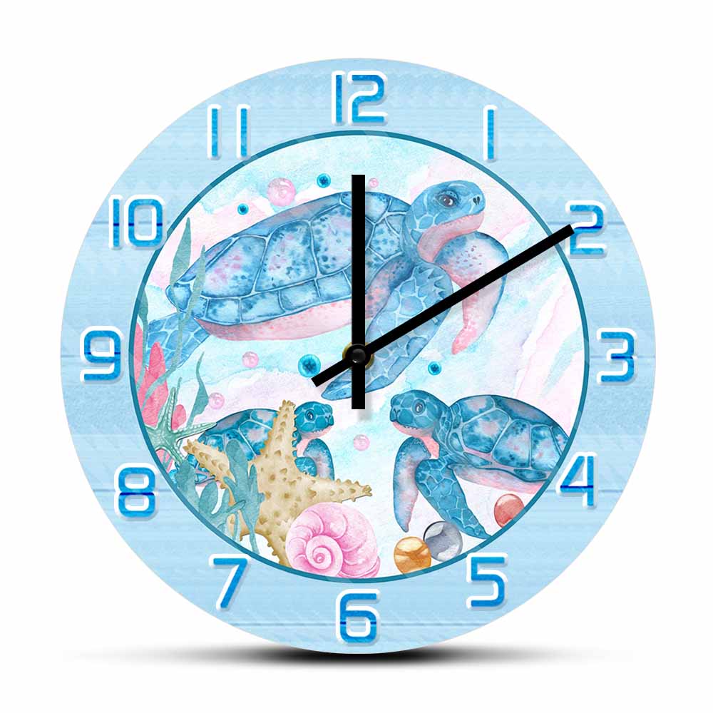 Home Decor Under 300 - Watercolor Painting Sea Turtles Printed Wall