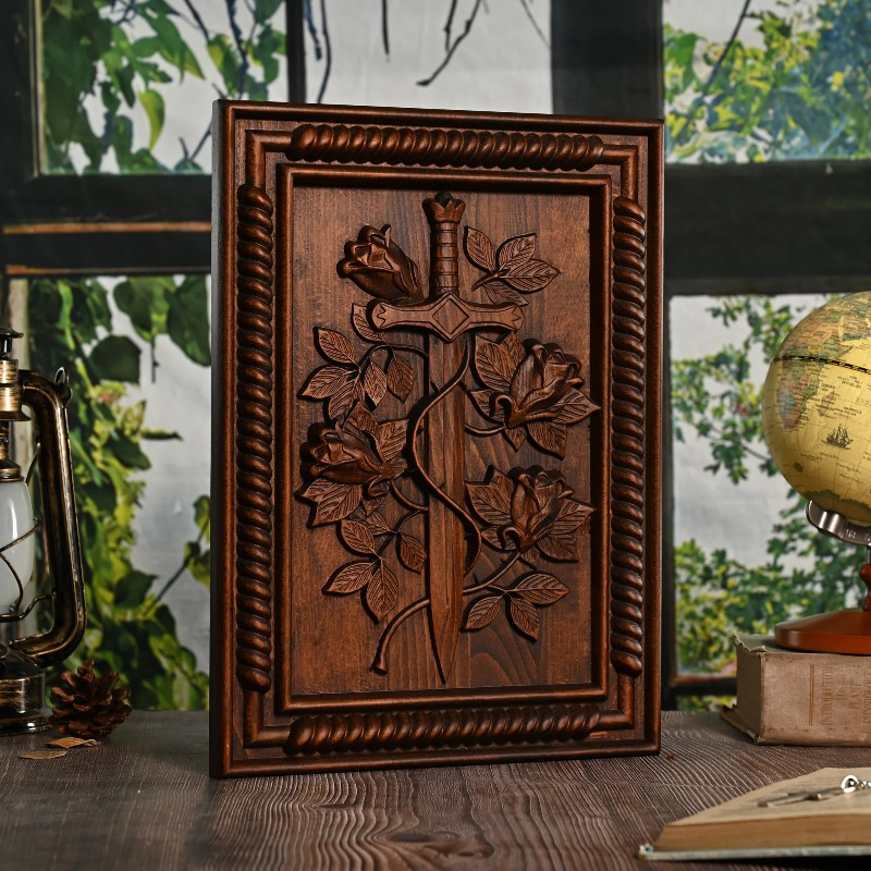 Vintage Solid Wood Carved Rose - Home Decor Frames ulasan dan harga