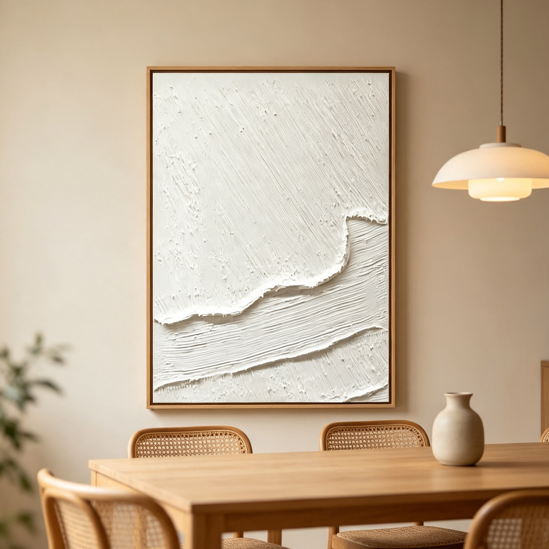 Hand-Painted White 3D Thick Te - Home Decor Frames ulasan dan harga