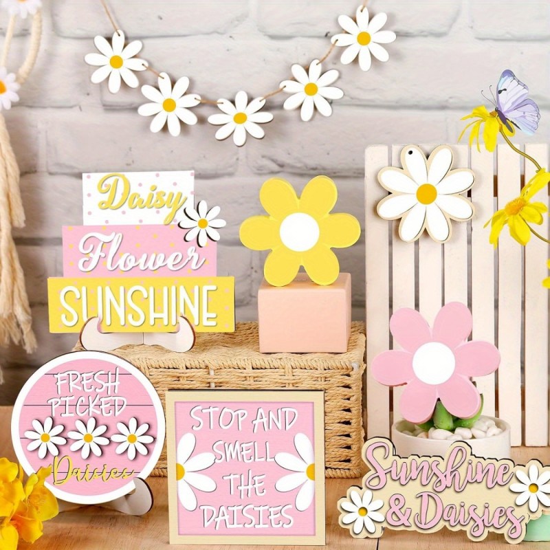 Daisy Tiered Tray Decor Summer - Home Decor Daisy ulasan dan harga