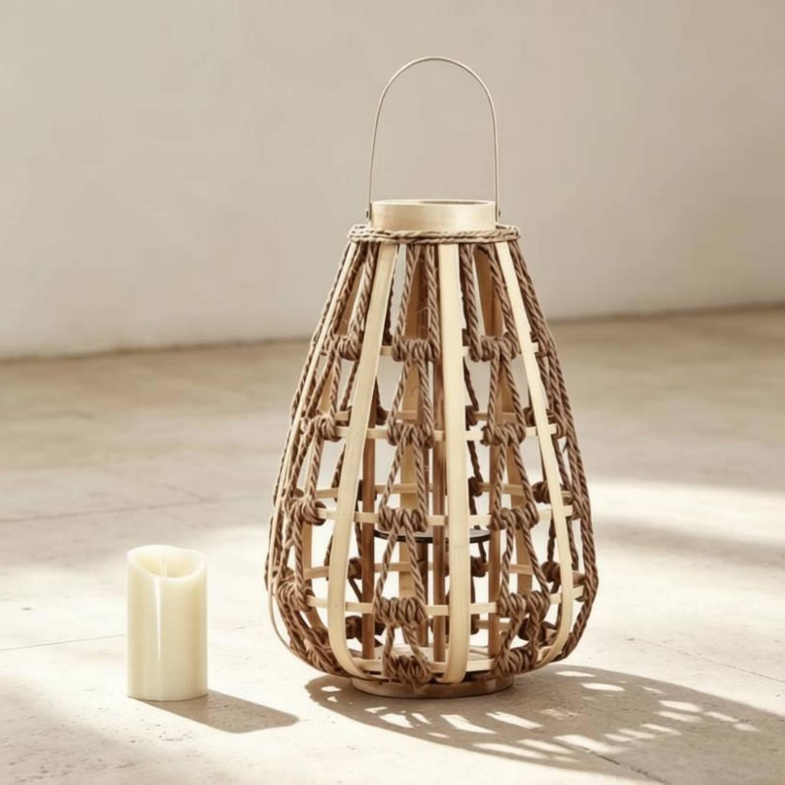 Natural Wood Rope Lantern Cand - Home Decor Frames ulasan dan harga