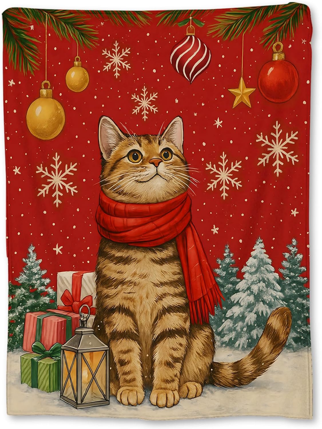Festive Cat Christmas Throw Bl - Home Xmas Decor Ideas ulasan dan harga