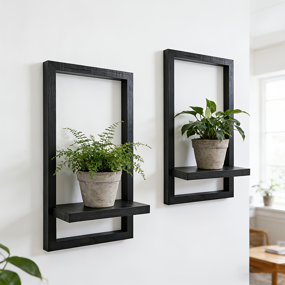 2 Black Floating Shelves, Wood - Floating Shelves ulasan dan harga