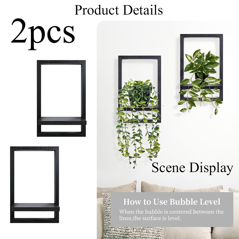 2 Black Floating Shelves, Wood - Floating Shelves ulasan dan harga