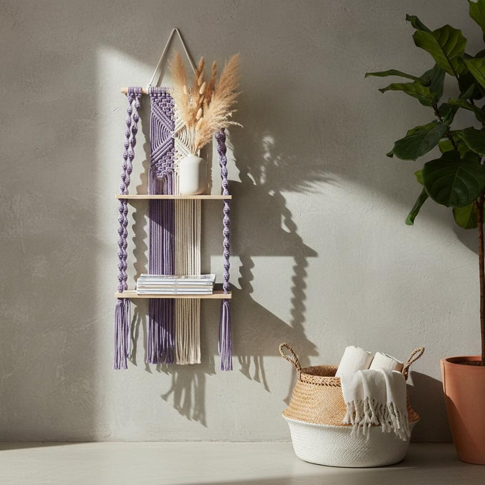 Boho Wall Hanging Shelf Easy t - Macrame Wall Hanging ulasan dan harga
