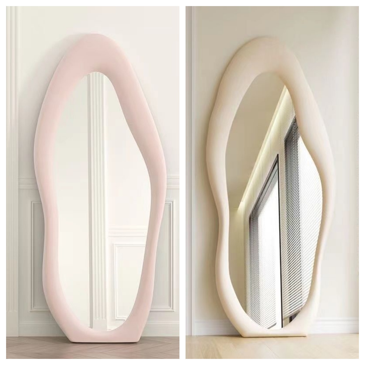 Cream Color Irregular Full Len - Home Decor Mirror ulasan dan harga