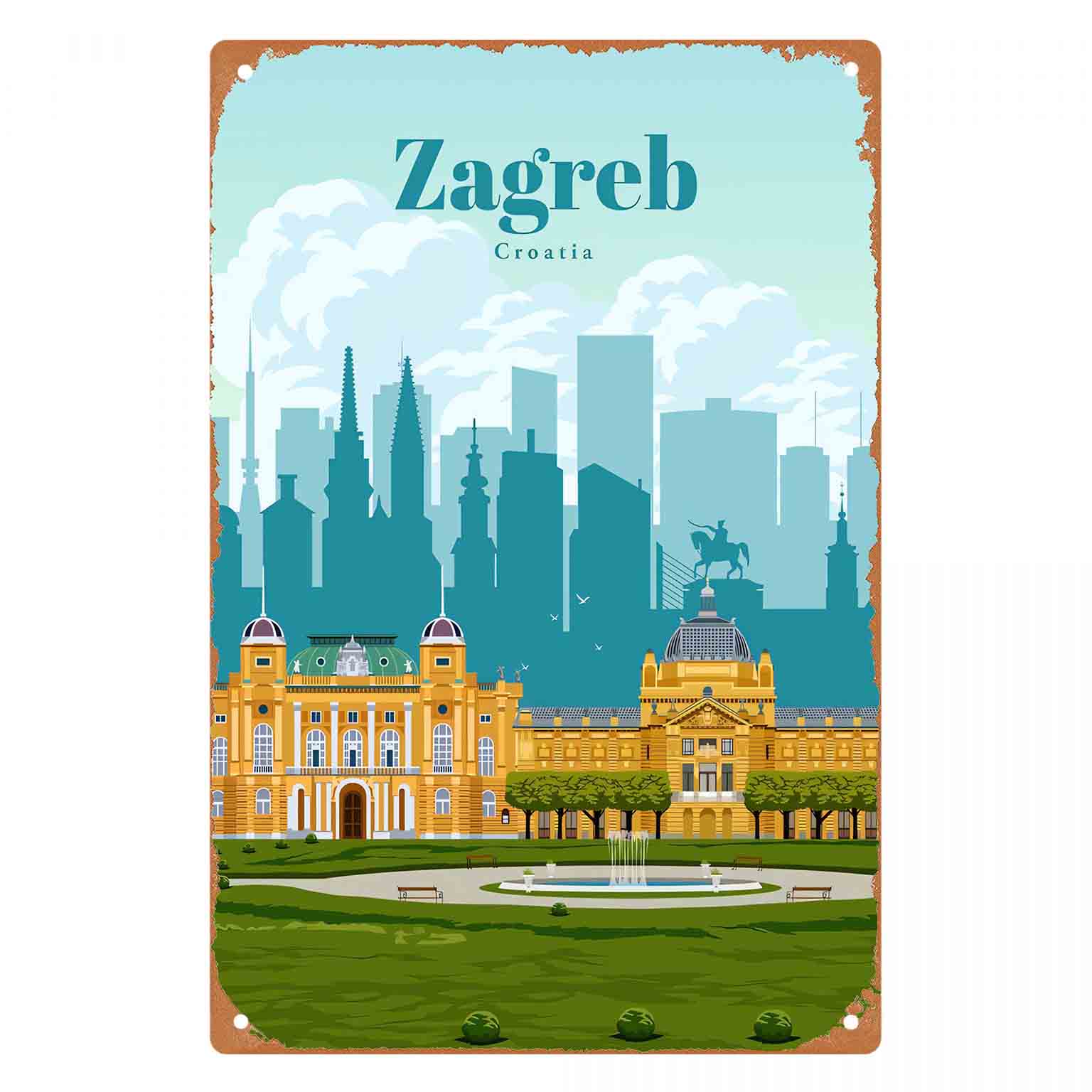 2D FLAT 1pc Zagreb Croatia Cit - Home Decor Zagreb ulasan dan harga