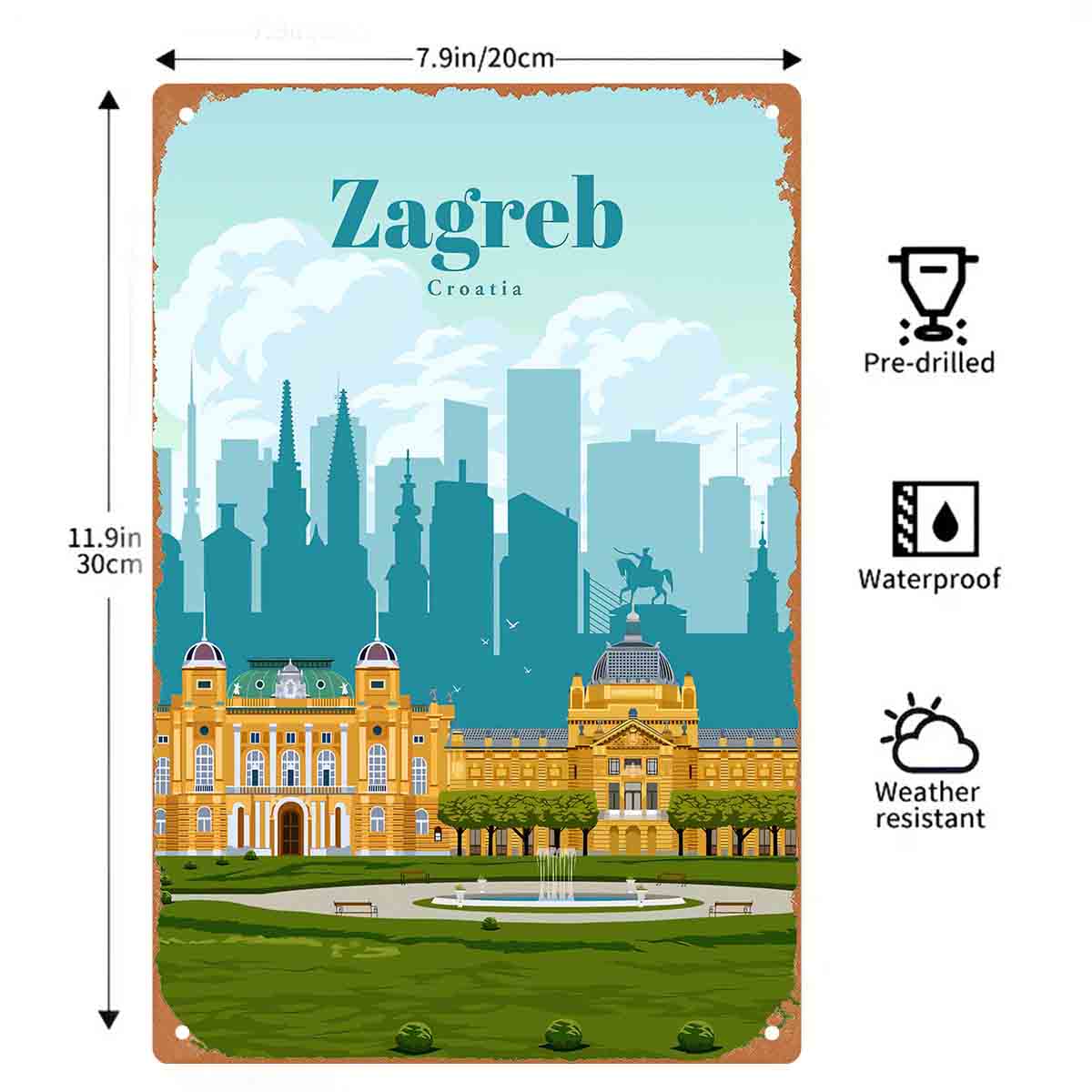 2D FLAT 1pc Zagreb Croatia Cit - Home Decor Zagreb ulasan dan harga
