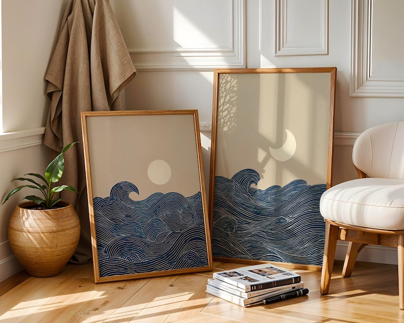 2pcs Japandi Minimalist Moon C - Home Decor Minimalist Style ulasan dan harga