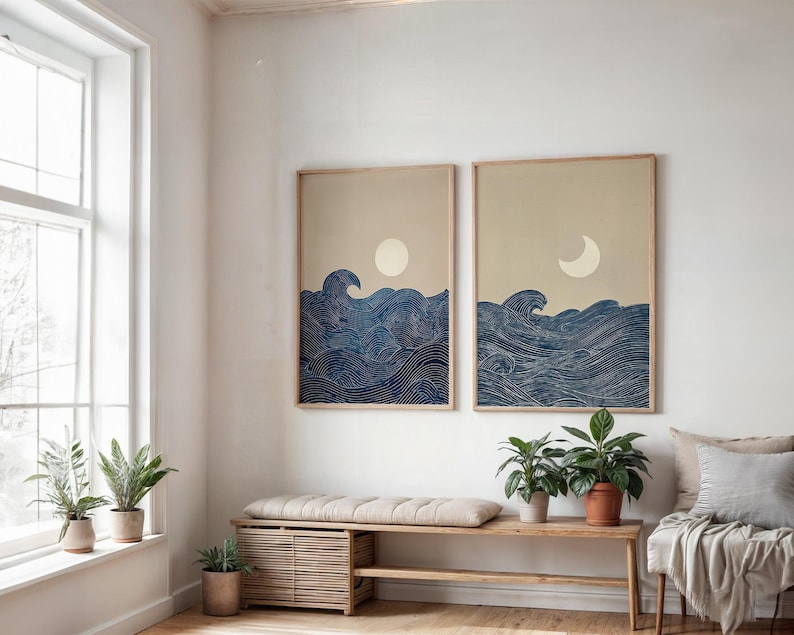 2pcs Japandi Minimalist Moon C - Home Decor Minimalist Style ulasan dan harga