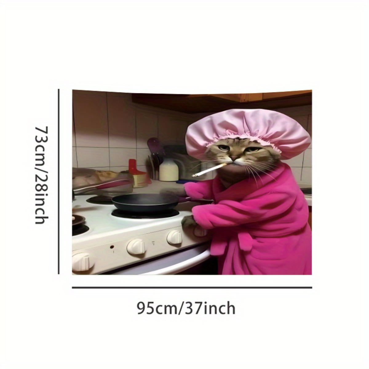 Cat Chef Pink Robe Wall Tapest - Home Decor Minimalist Style ulasan dan harga
