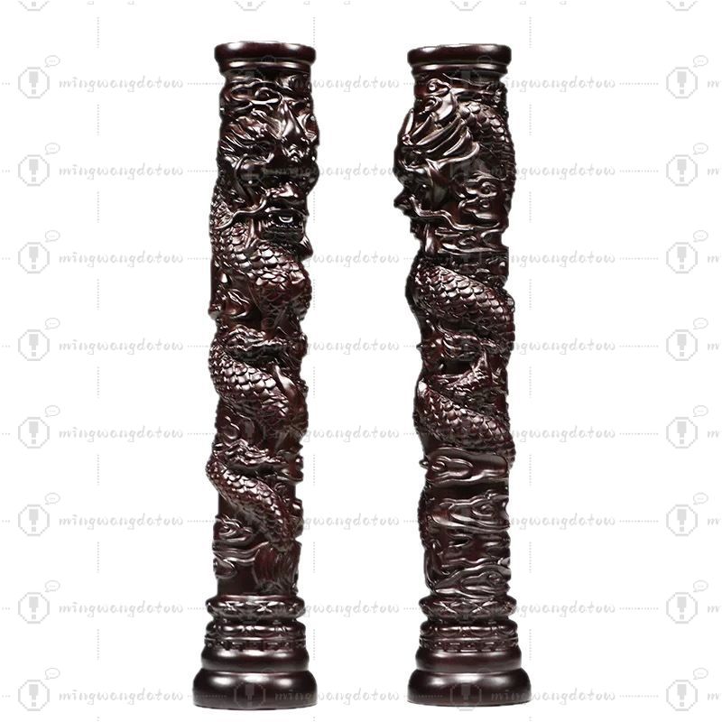 Rosewood Carved Dragon Pillar  - Home Decor Statue ulasan dan harga