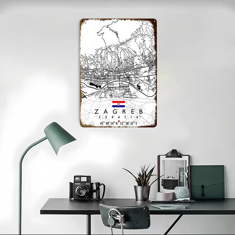 ZAGREB MAP CROATIA 3D Texture  - Home Decor Zagreb ulasan dan harga