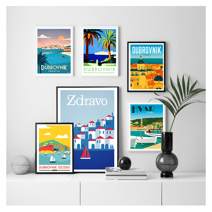 Travel Poster Canvas Painting  - Home Decor Zagreb ulasan dan harga