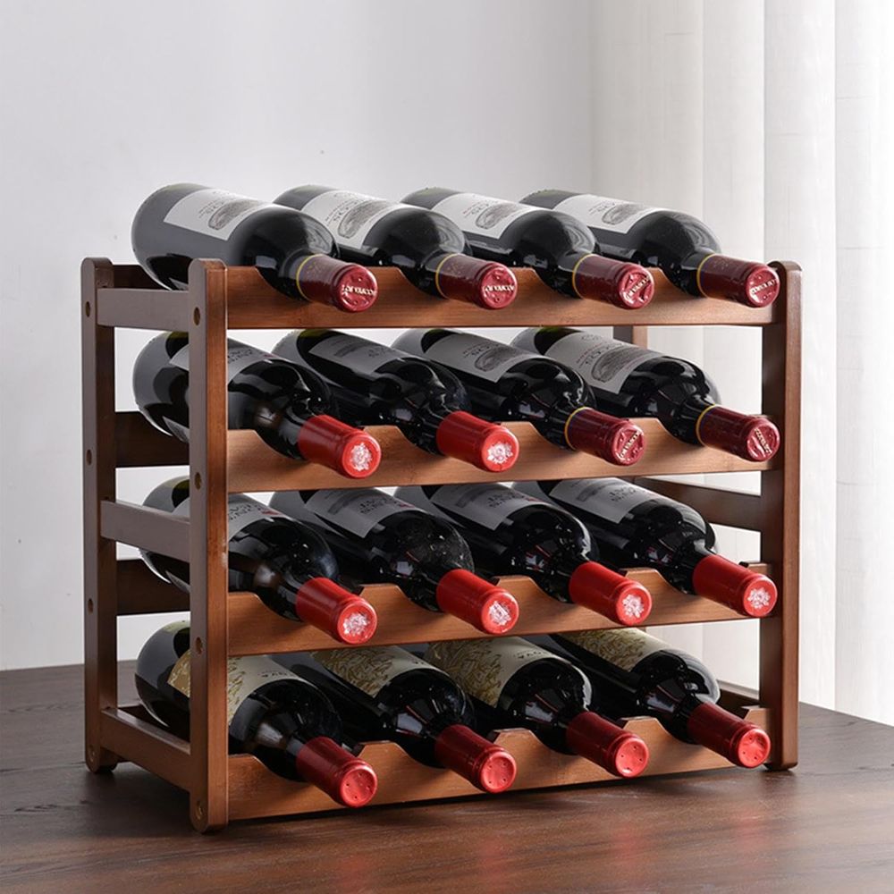 16 Bottle Wooden Wine Rack, 4  - Home Decor Minimalist Style ulasan dan harga
