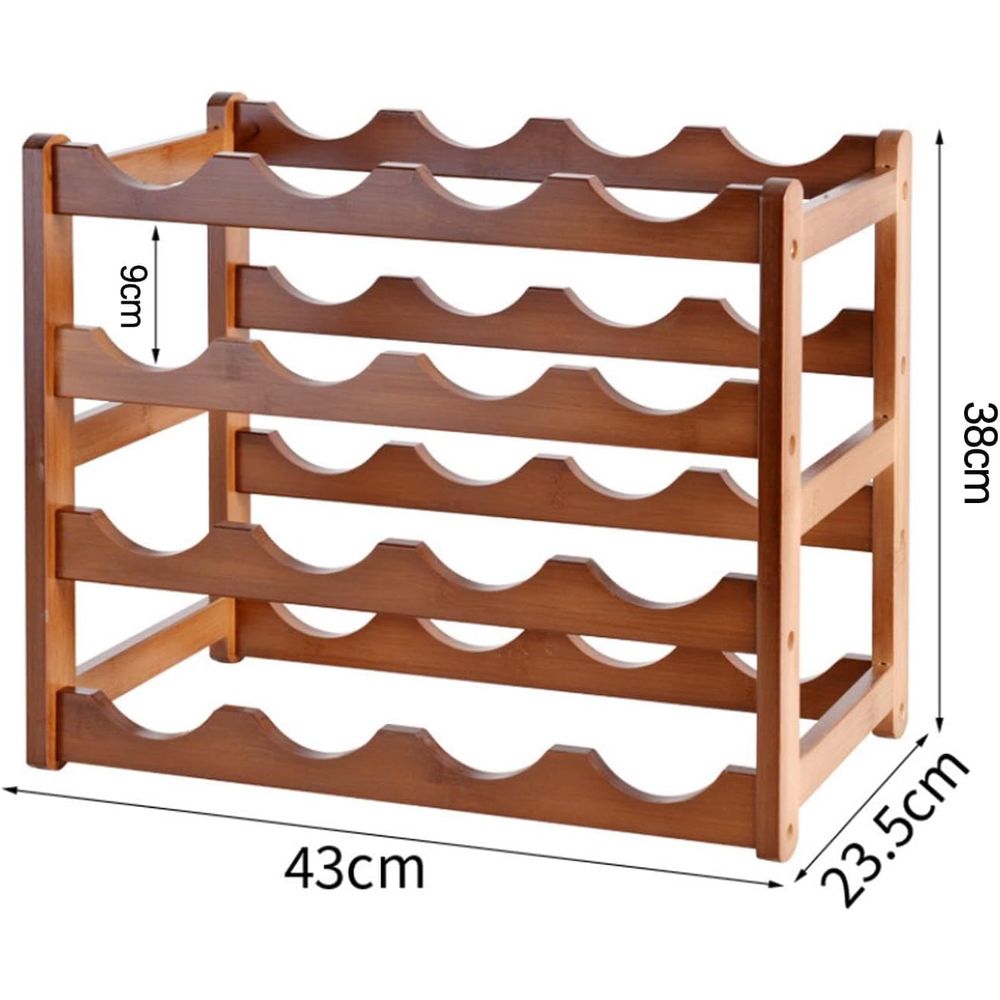 16 Bottle Wooden Wine Rack, 4  - Home Decor Minimalist Style ulasan dan harga