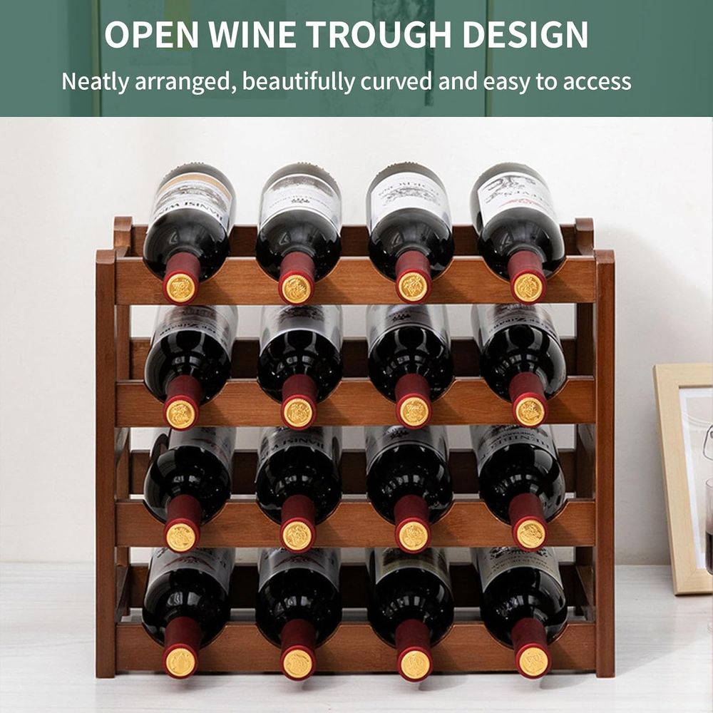 16 Bottle Wooden Wine Rack, 4  - Home Decor Minimalist Style ulasan dan harga