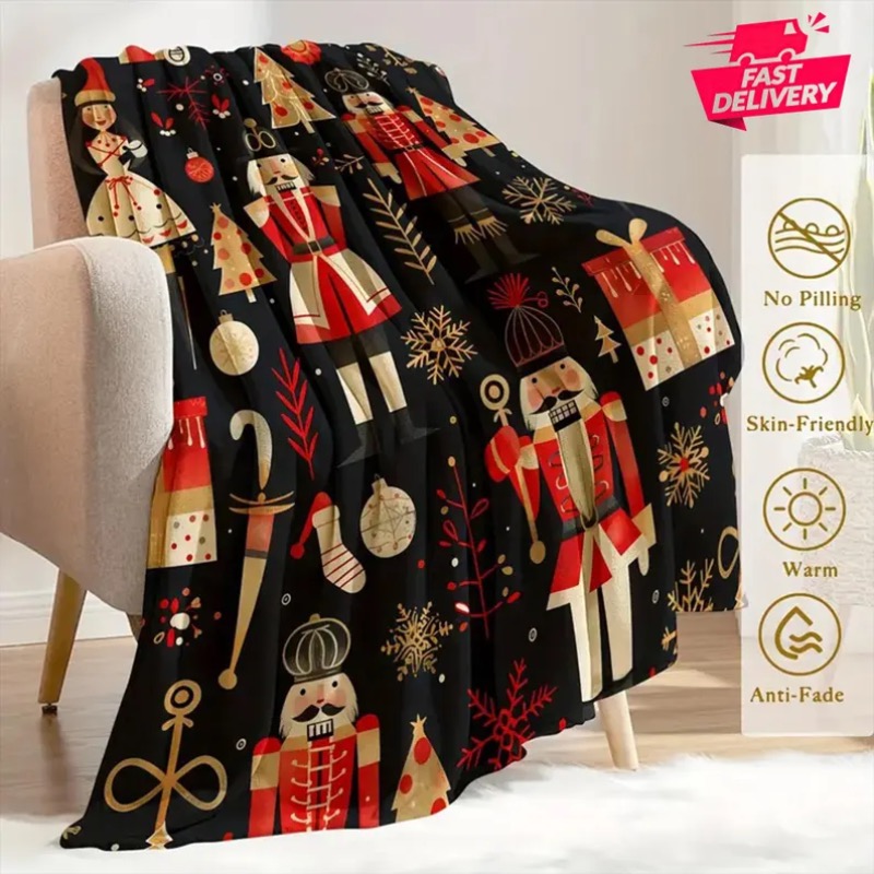 Christmas Blanket Reindeer Hol - Home Xmas Decor Ideas ulasan dan harga