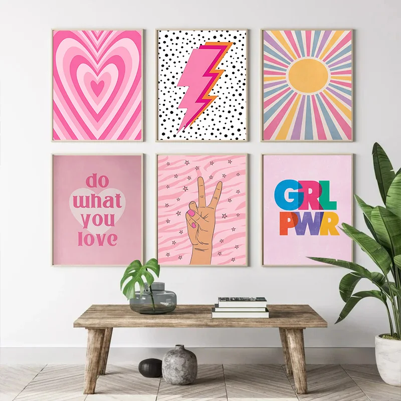 Abstract Pink Lightning Gradie - Home Decor Minimal ulasan dan harga