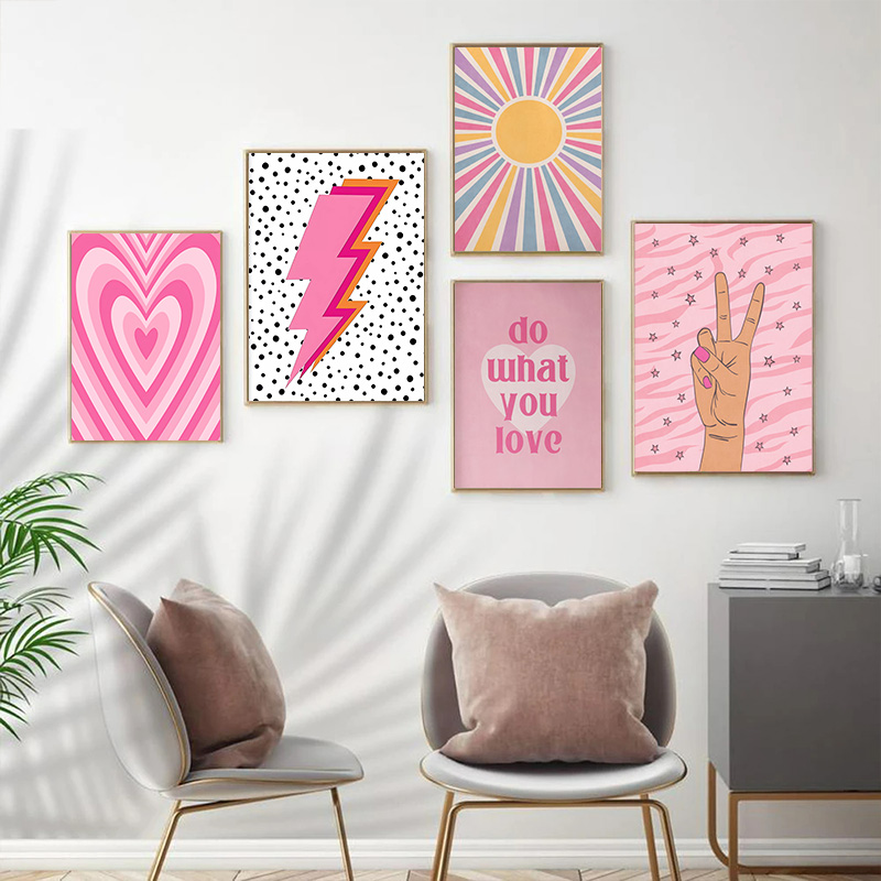 Abstract Pink Lightning Gradie - Home Decor Minimal ulasan dan harga