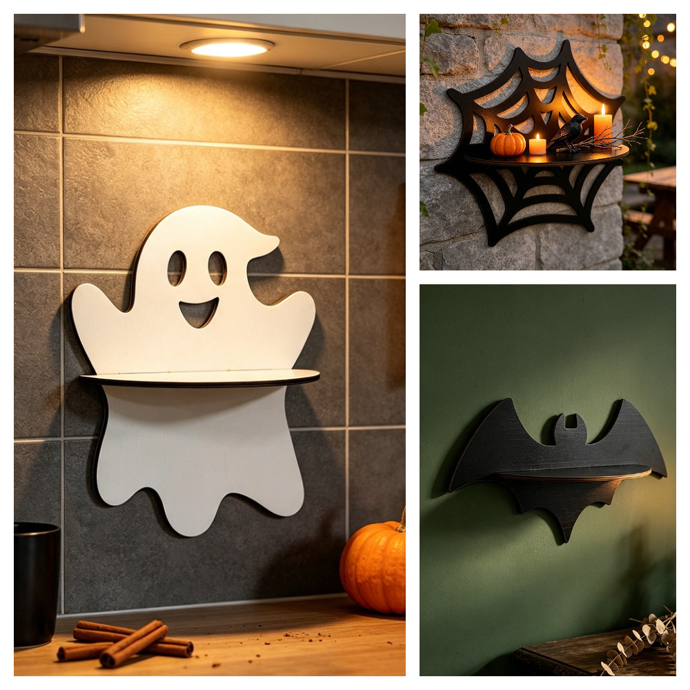 Halloween Wall Shelf Wooden Gh - Floating Shelves ulasan dan harga