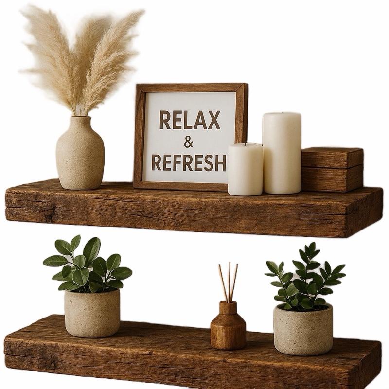 2Pcs Rustic Wood Floating Shel - Floating Shelves ulasan dan harga