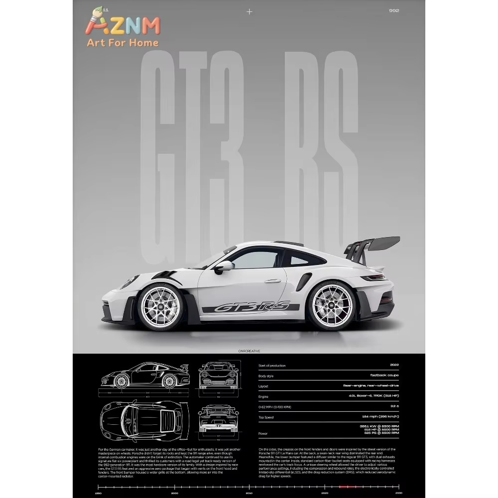 1pc Minimalist 911 GT3-RS 718  - Home Decor Minimal ulasan dan harga
