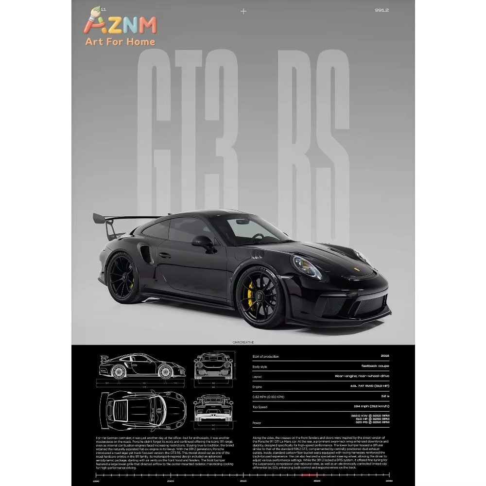 1pc Minimalist 911 GT3-RS 718  - Home Decor Minimal ulasan dan harga