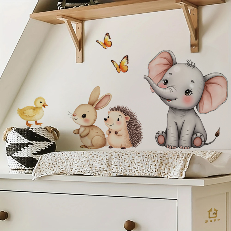 Cartoon Animal Wall Sticker -  - Home Decor Kit ulasan dan harga