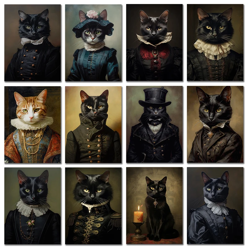 Vintage Renaissance Cat Portra - Home Decor Gothic ulasan dan harga