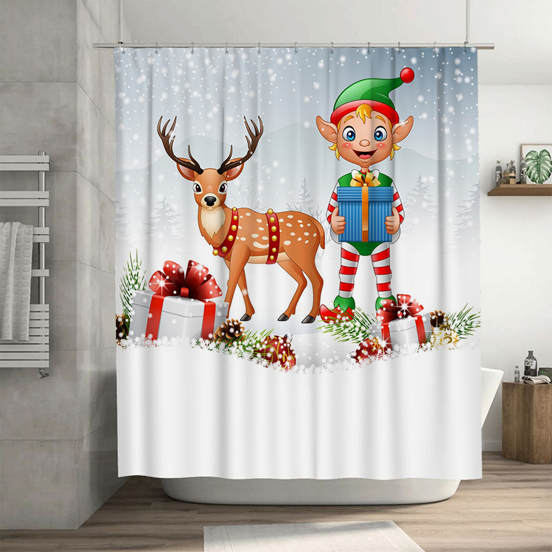 TU Christmas Deer Shower Curta - Home Xmas Decor Ideas ulasan dan harga