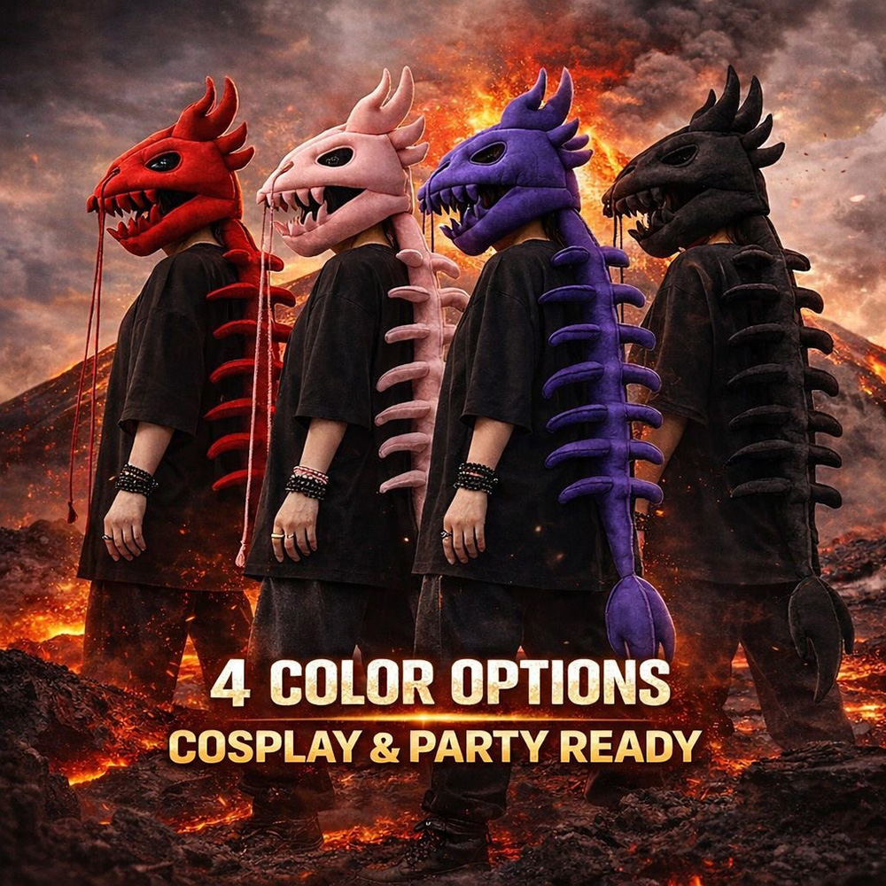 Dragon Skull Spine Plush Hood  - Home Decor Gothic ulasan dan harga