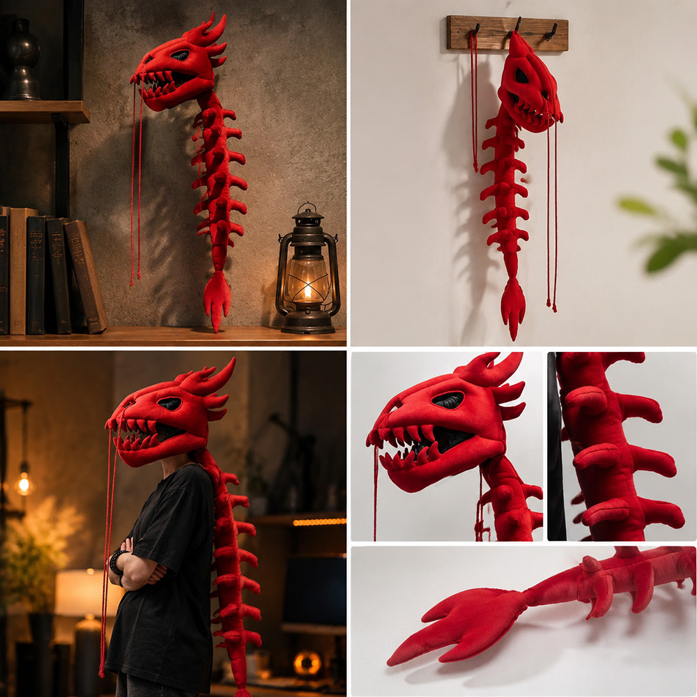 Dragon Skull Spine Plush Hood  - Home Decor Gothic ulasan dan harga