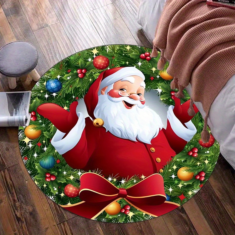 Round Crystal Velvet Rug Santa - Home Xmas Decor Ideas ulasan dan harga