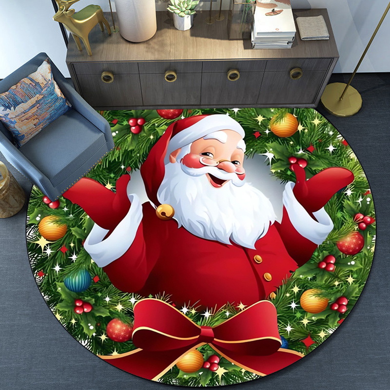 Round Crystal Velvet Rug Santa - Home Xmas Decor Ideas ulasan dan harga
