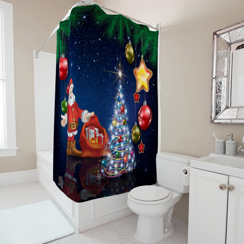 TU Christmas Shower Curtain Sa - Home Xmas Decor Ideas ulasan dan harga
