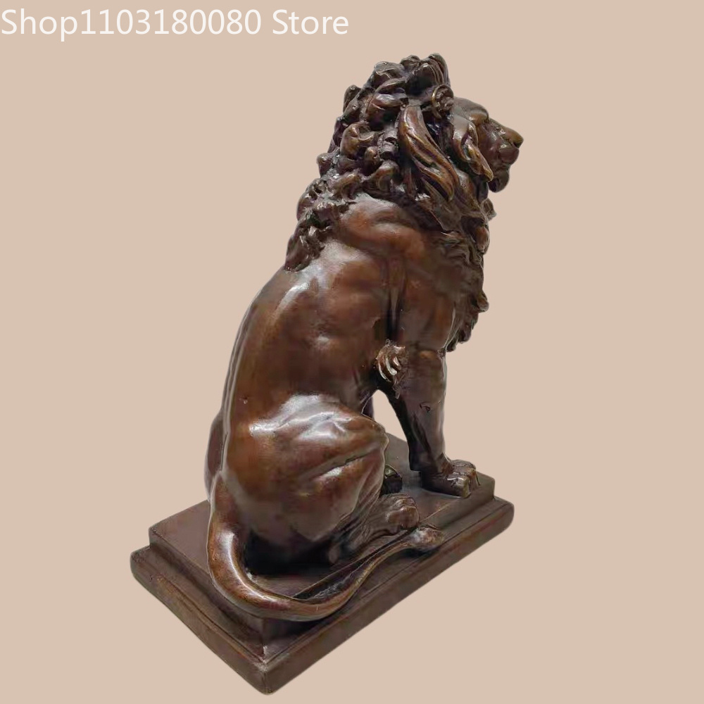 21cm Antique Finish Copper Lio - Home Decor Statue ulasan dan harga