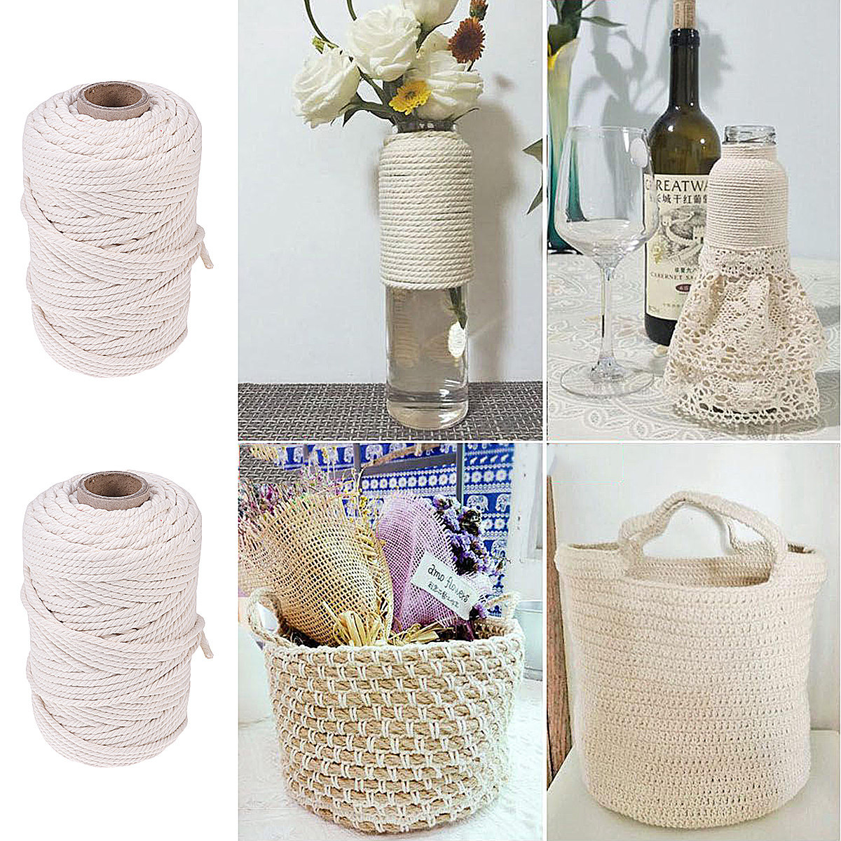 100M Natural Cotton Rope 5Mm U - Macrame Wall Hanging ulasan dan harga
