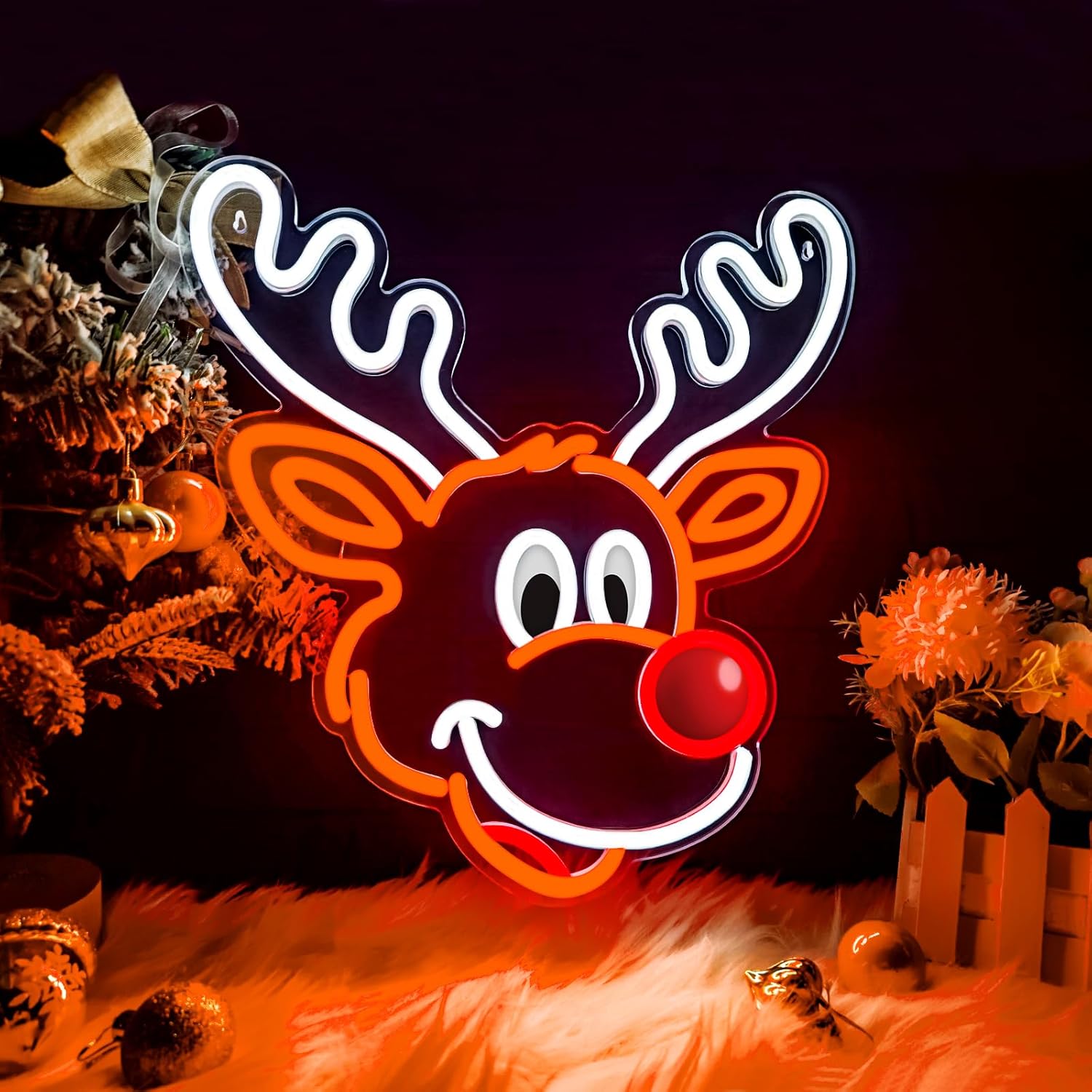 Cute Christmas Reindeer Neon S - Home Xmas Decor Ideas ulasan dan harga