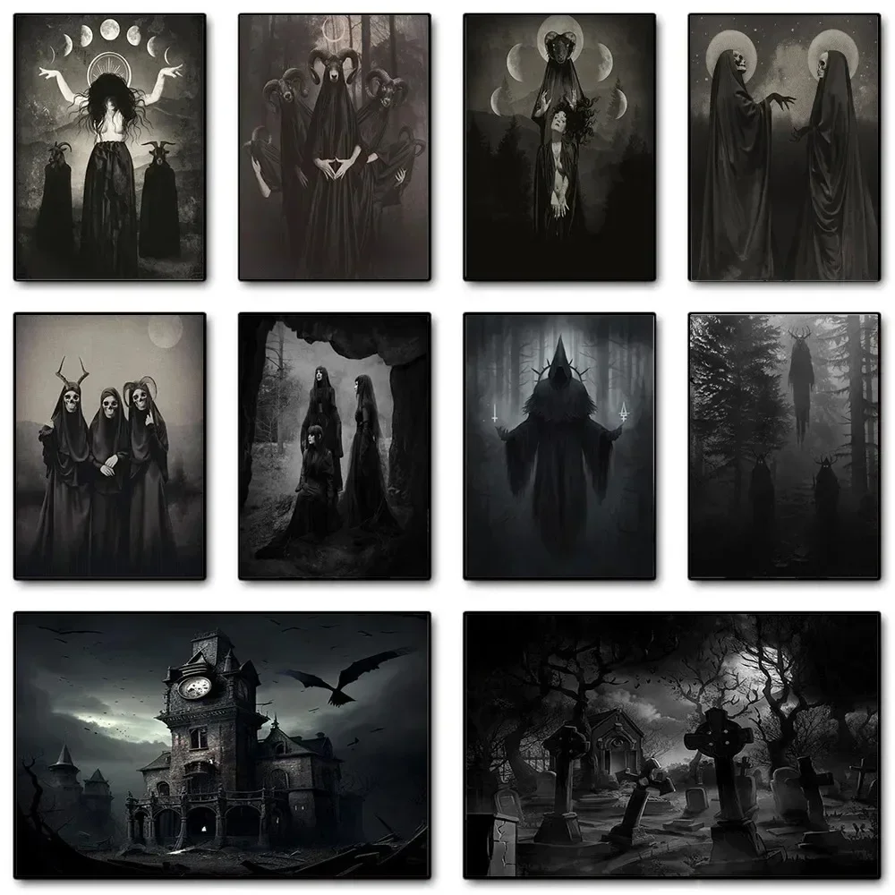 Dark Academia Art Black Death  - Home Decor Gothic ulasan dan harga