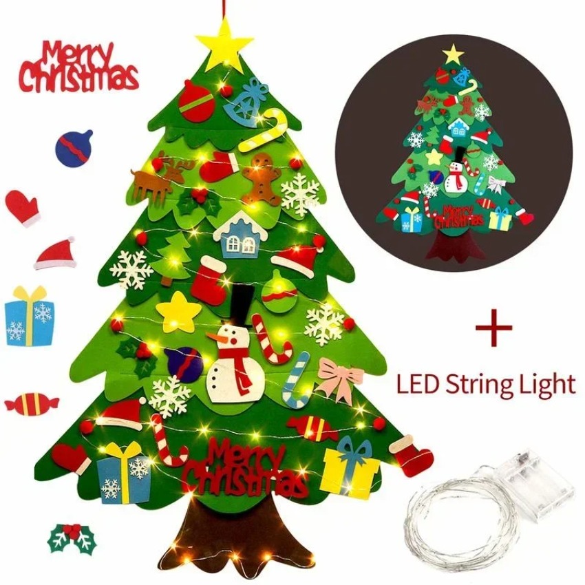 DIY Felt Christmas Tree with D - Home Decor Xmas Gifts ulasan dan harga