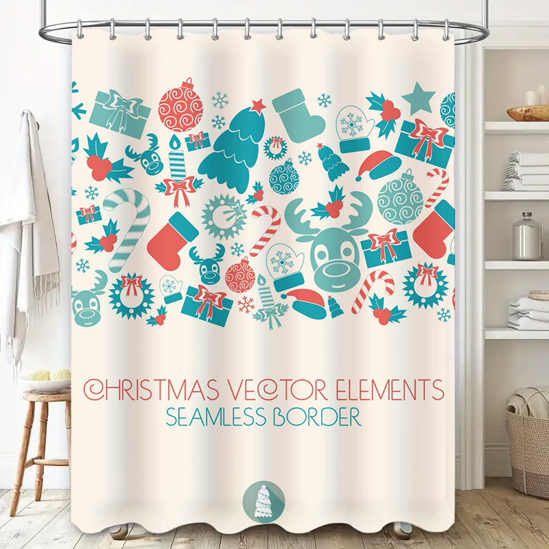 TU Christmas Shower Curtain Fe - Home Xmas Decor Ideas ulasan dan harga