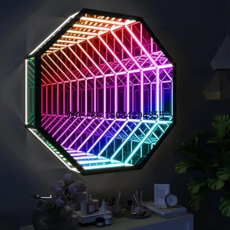 Octagon 3D Infinity Mirror Lig - Home Decor Mirror ulasan dan harga